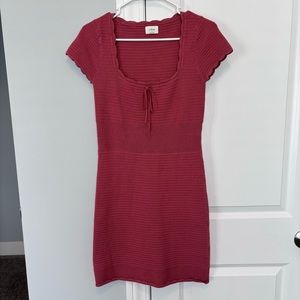 Aritzia Wilfred Reception Sienna Pointelle Knit Square Neck Mini Dress